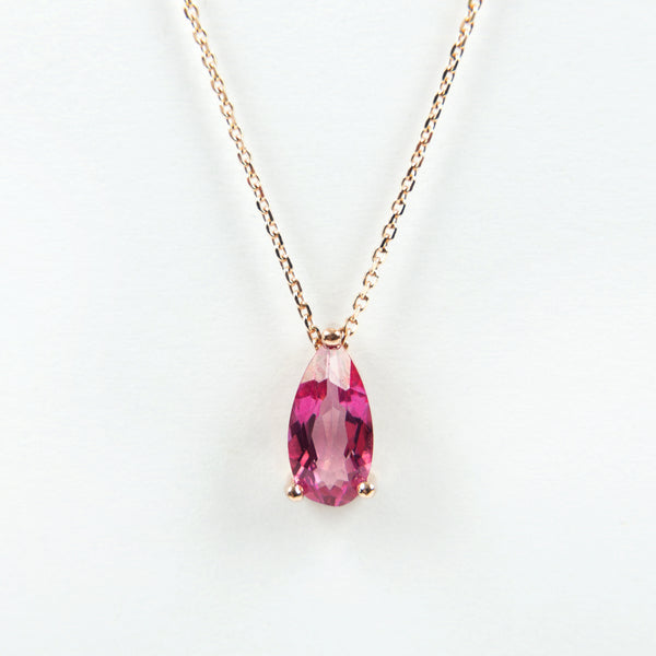 Suzanne Kalan - 14k Rose Gold Pink Topaz Pear Drop Necklace