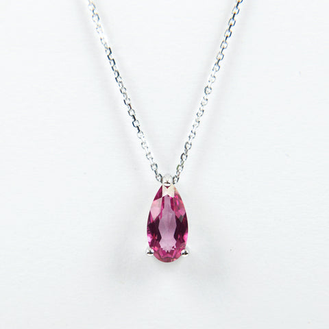 Suzanne Kalan - 14k Gold Pink Topaz Pear Drop Necklace