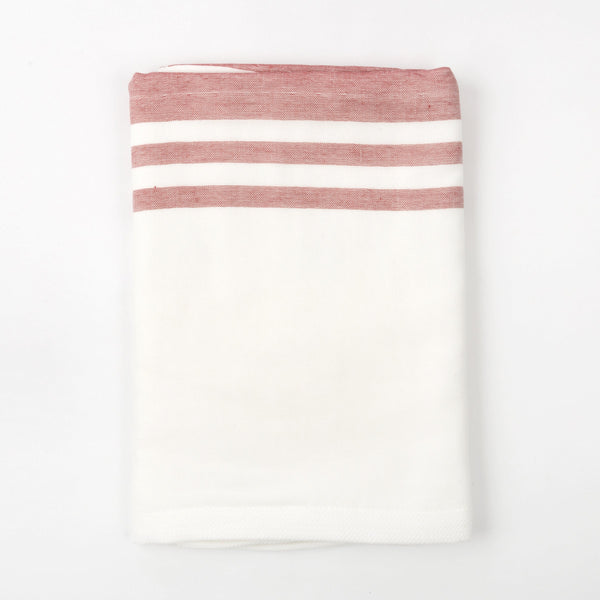 Senshu End Stripe Red Bath Towels