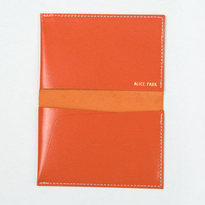 alice park kidskin card case orange