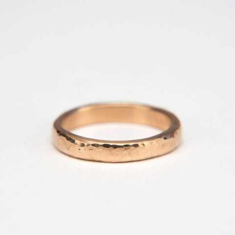 Black Barc - Hammered Thin Band - 14k Rose Gold, Size 6