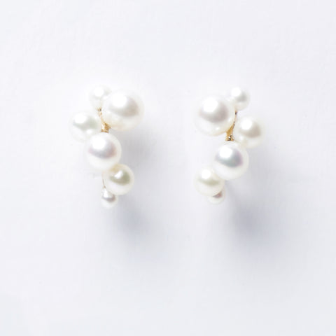 N + A Pearl Cluster Hoop Earrings